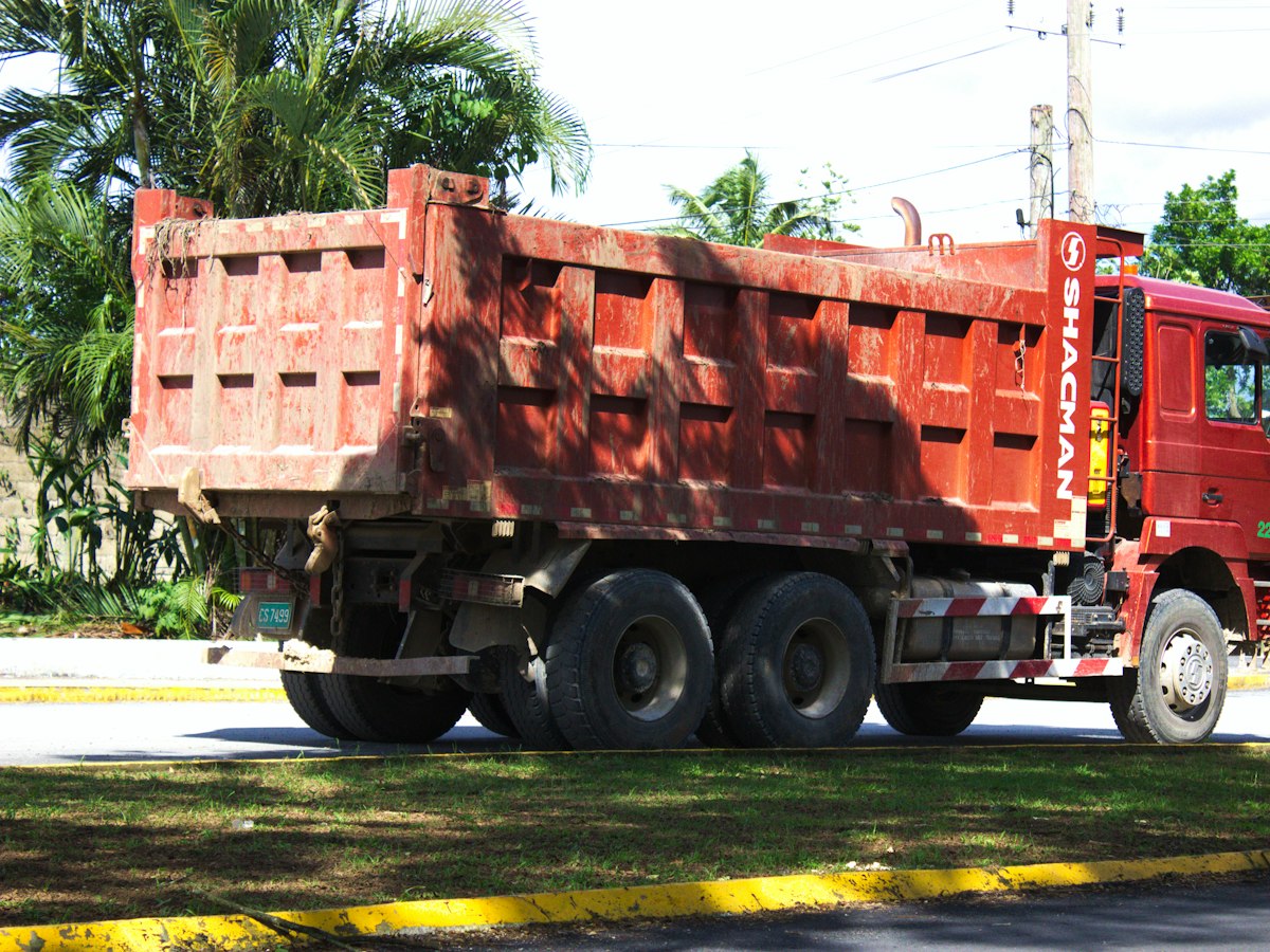 Loaded tipper truck on a roadside job